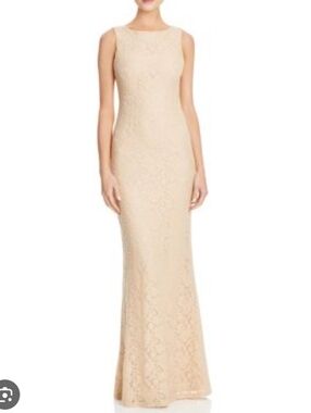 Alice + Olivia Sachi Apricot Blush Lace Open Back Gown Maxi Dress Size 2 NWT
